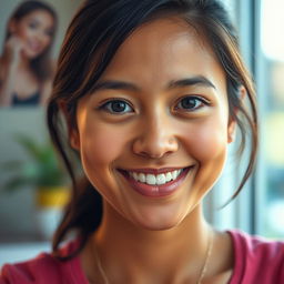 A brightened portrait of a person, maintaining a soft and flattering light on the face while enhancing the overall brightness of the image