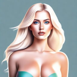 This is a high-quality digital art image of a beautiful, busty blonde woman