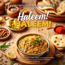 A stunning poster highlighting Haleem, a rich and flavorful Middle Eastern dish