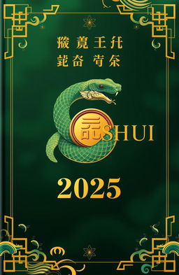 A visually stunning cover design for a Feng Shui Zodiac book focused on the Year of the Snake in 2025