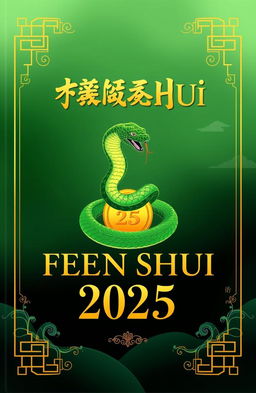 A visually stunning cover design for a Feng Shui Zodiac book focused on the Year of the Snake in 2025