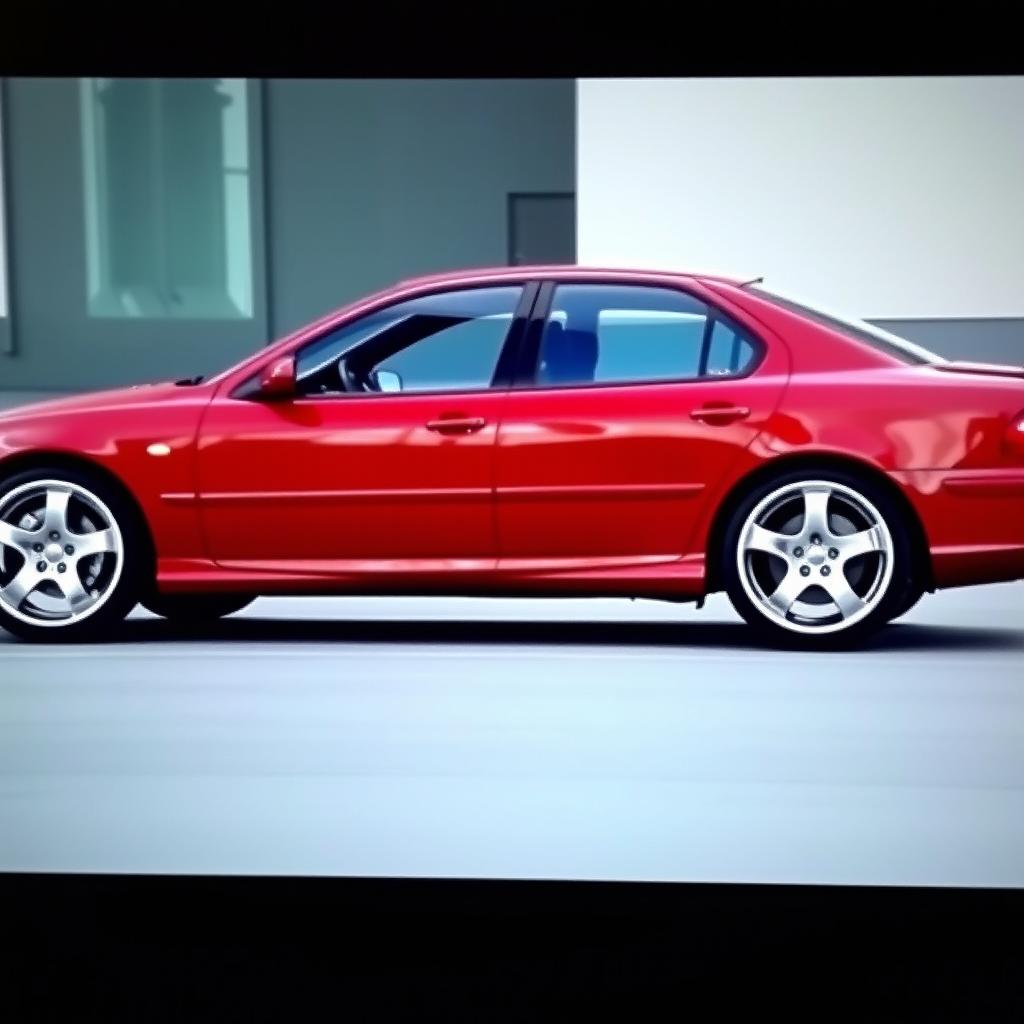 A Peugeot 406 facelift model from 2001, displayed in a striking burgundy red color