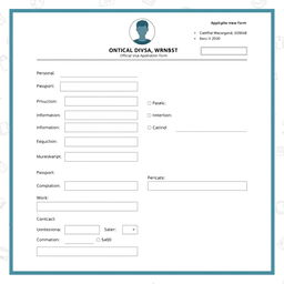 A well-designed official visa application form represented in a digital format