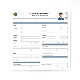 A well-designed official visa application form represented in a digital format