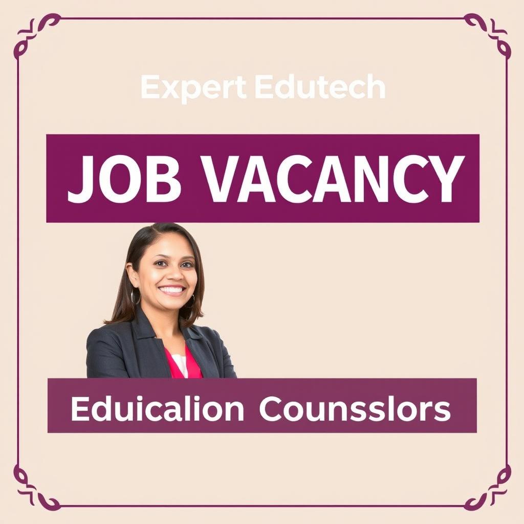 A job vacancy poster for 'Expert Edutech’ prominently displayed at the top in bold, modern typography