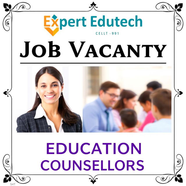 A job vacancy poster for 'Expert Edutech’ prominently displayed at the top in bold, modern typography