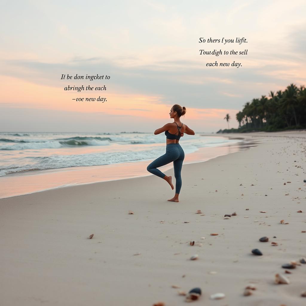 A serene beach at sunrise with soft pastel colors blending in the sky, inviting waves gently lapping at the shore