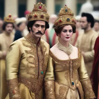 The actors were dressed in elaborate costumes designed in the distinct Gilbertian style.
