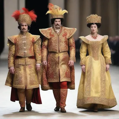 The actors were dressed in elaborate costumes designed in the distinct Gilbertian style.