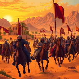 A historical illustration depicting the Battle of Khaybar