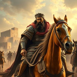 A majestic and powerful depiction of Imam Ali during the Battle of Khaybar