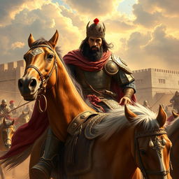 A majestic and powerful depiction of Imam Ali during the Battle of Khaybar