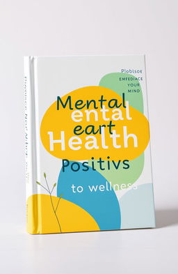 A vibrant book cover design focusing on mental health positivity, featuring calming health-related colors such as soft greens, blues, and yellows