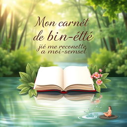 A captivating book cover design for 'Mon carnet de bien-être: je me reconnecte à moi-même'