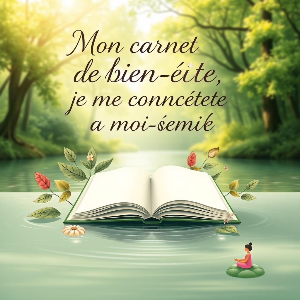 A captivating book cover design for 'Mon carnet de bien-être: je me reconnecte à moi-même'