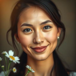 A beautiful portrait of a person with distinct facial features, capturing their unique expression and personality