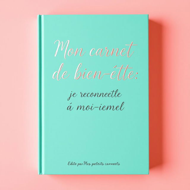 A minimalist and feminine book cover design for 'Mon carnet de bien-être: je me reconnecte à moi-même'