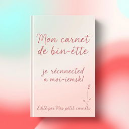 A minimalist and feminine book cover design for 'Mon carnet de bien-être: je me reconnecte à moi-même'