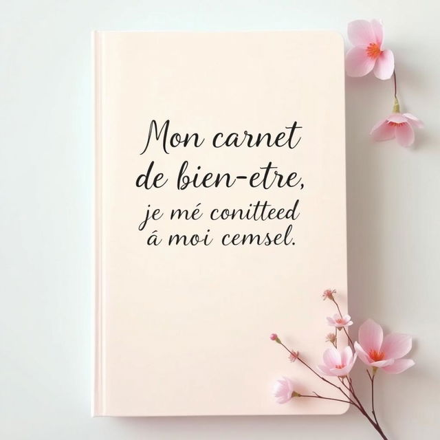 A journal cover titled "Mon carnet de bien-etre je me reconnecte à moi-même" featuring an elegant and minimalist design