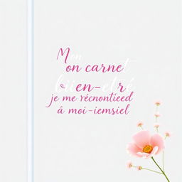 A journal cover titled "Mon carnet de bien-etre je me reconnecte à moi-même" featuring an elegant and minimalist design