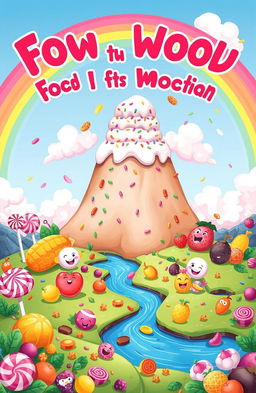 An engaging and colorful illustration for an elementary school book, showcasing a whimsical world of food and flavors