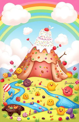 An engaging and colorful illustration for an elementary school book, showcasing a whimsical world of food and flavors