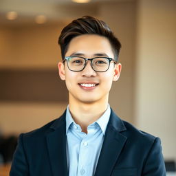 A professional profile picture of a young gentleman computer engineer, 24 years old, captured in a head-and-shoulders portrait