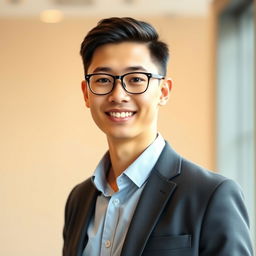 A professional profile picture of a young gentleman computer engineer, 24 years old, captured in a head-and-shoulders portrait