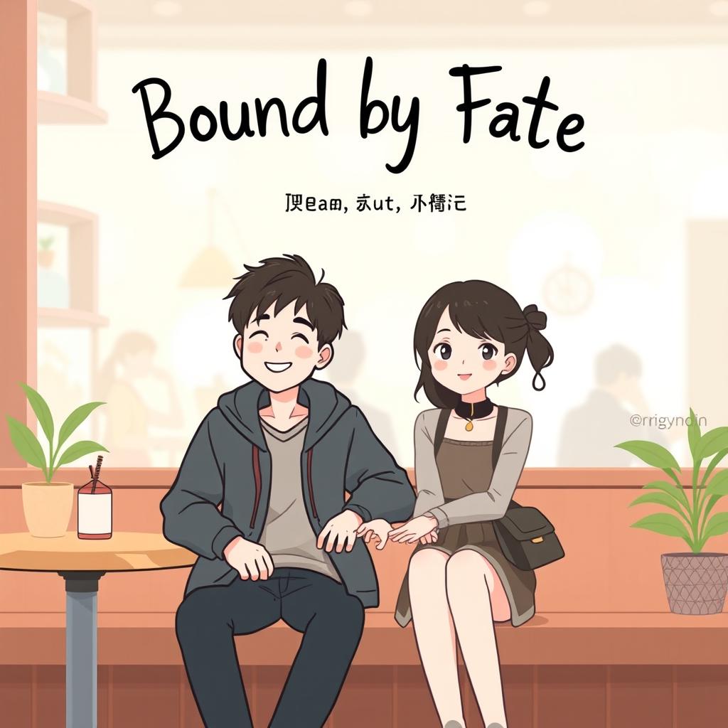 A whimsical and charming book cover for a novel titled 'Bound by Fate'