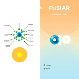 A detailed infographic depicting the processes of nuclear fission and fusion