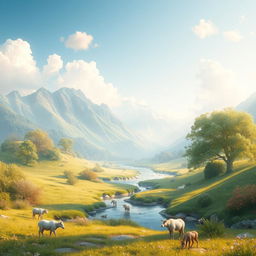 An enchanting and visually captivating digital landscape inspired by the themes of serenity and tranquility