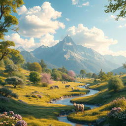 An enchanting and visually captivating digital landscape inspired by the themes of serenity and tranquility