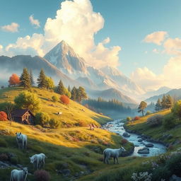 An enchanting and visually captivating digital landscape inspired by the themes of serenity and tranquility