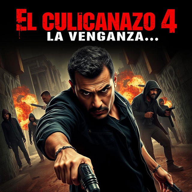 An intense movie poster for the film titled "El culiacanazo 4: La venganza