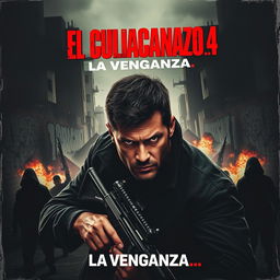 An intense movie poster for the film titled "El culiacanazo 4: La venganza
