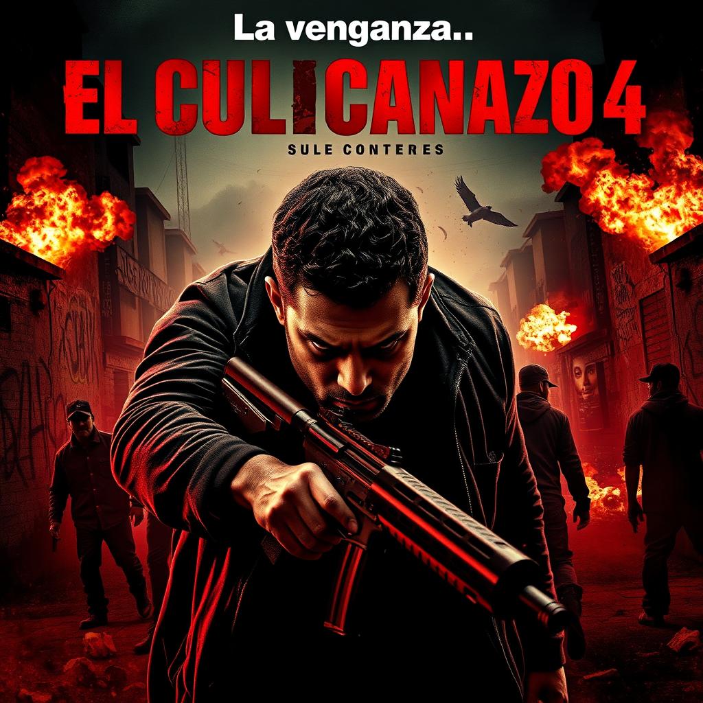 An intense movie poster for the film titled "El culiacanazo 4: La venganza