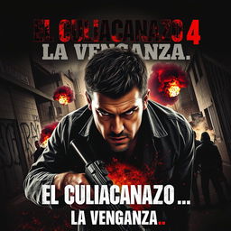 An intense movie poster for the film titled "El culiacanazo 4: La venganza