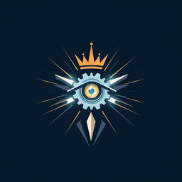 A modern, symmetrical geometric symbol representing intelligence, strategic thinking, and power, featuring a combination of sharp lines and circles