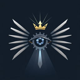 A modern, symmetrical geometric symbol representing intelligence, strategic thinking, and power, featuring a combination of sharp lines and circles