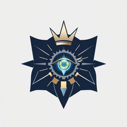 A modern, symmetrical geometric symbol representing intelligence, strategic thinking, and power, featuring a combination of sharp lines and circles
