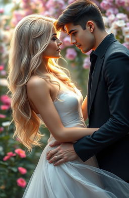 A stunning blonde woman with an ethereal glow, showcasing her telepathic abilities with a gentle aura surrounding her