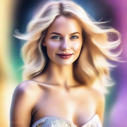 A high-quality digital art image of a beautiful blonde woman