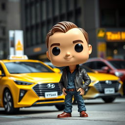 A Funko Pop character of a 40-year-old man with a friendly expression, styled in the iconic design of Funko figures