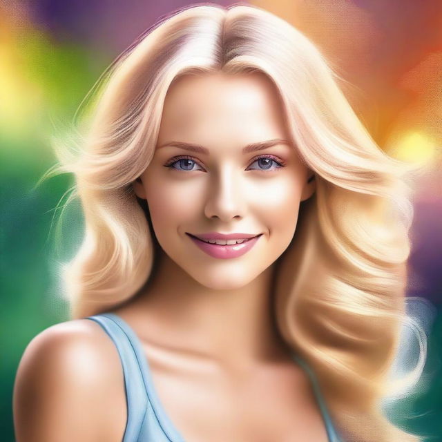 A high-quality digital art image of a beautiful blonde woman