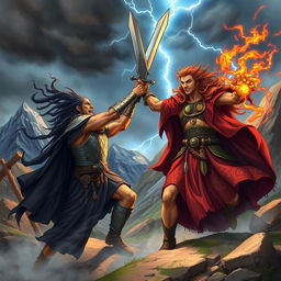 An epic scene from the Shahnameh depicting the legendary hero Rostam in a fierce battle against a formidable witch in the fourth Khan