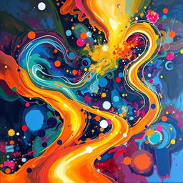 A vibrant and colorful abstract painting that visually represents the concept of 'way'