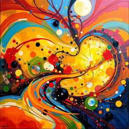 A vibrant and colorful abstract painting that visually represents the concept of 'way'