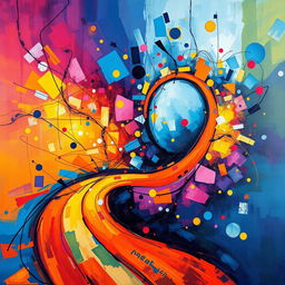 A vibrant and colorful abstract painting that visually represents the concept of 'way'