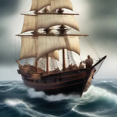 Explorers from different centuries set sail across treacherous seas, aiming for godspeed in their quest to discover new lands.