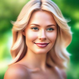 A high-quality digital art image of a naturally beautiful blonde woman